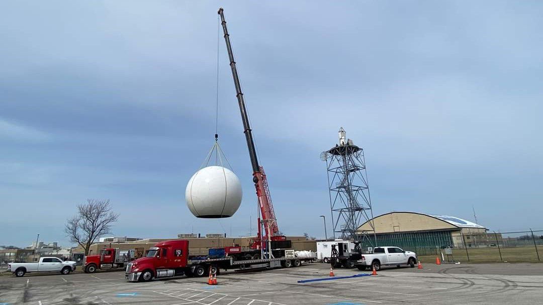 Pedestal work was completed at the radar in Cleveland back in March 2022 (Photo by National Weather Service Cleveland)